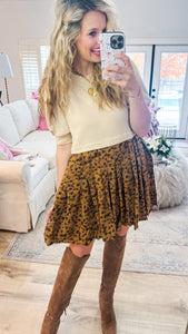 Sand Cheetah Print Pleated Heart Patch Dress