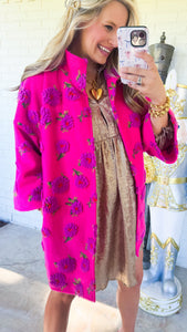 Ivy Jane Fushia Floral Sherpa Jacket