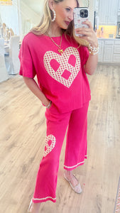 Hot Pink Peace Patch Pant Set