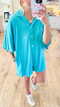 Seafoam Oversized Button Up Romper