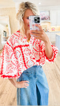 Coral/Red Detailed Bubble Sleeve