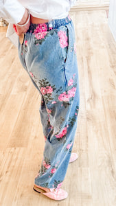 Denim Flower Pants