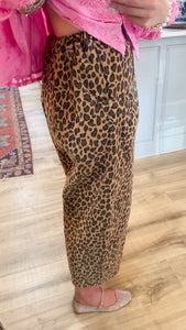 Leopard Denim Barrel Pants