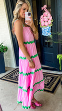 Cool Pink and Green Ric Rac Maxi Dress