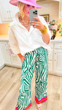 THML Green Zebra Wide Leg Pants