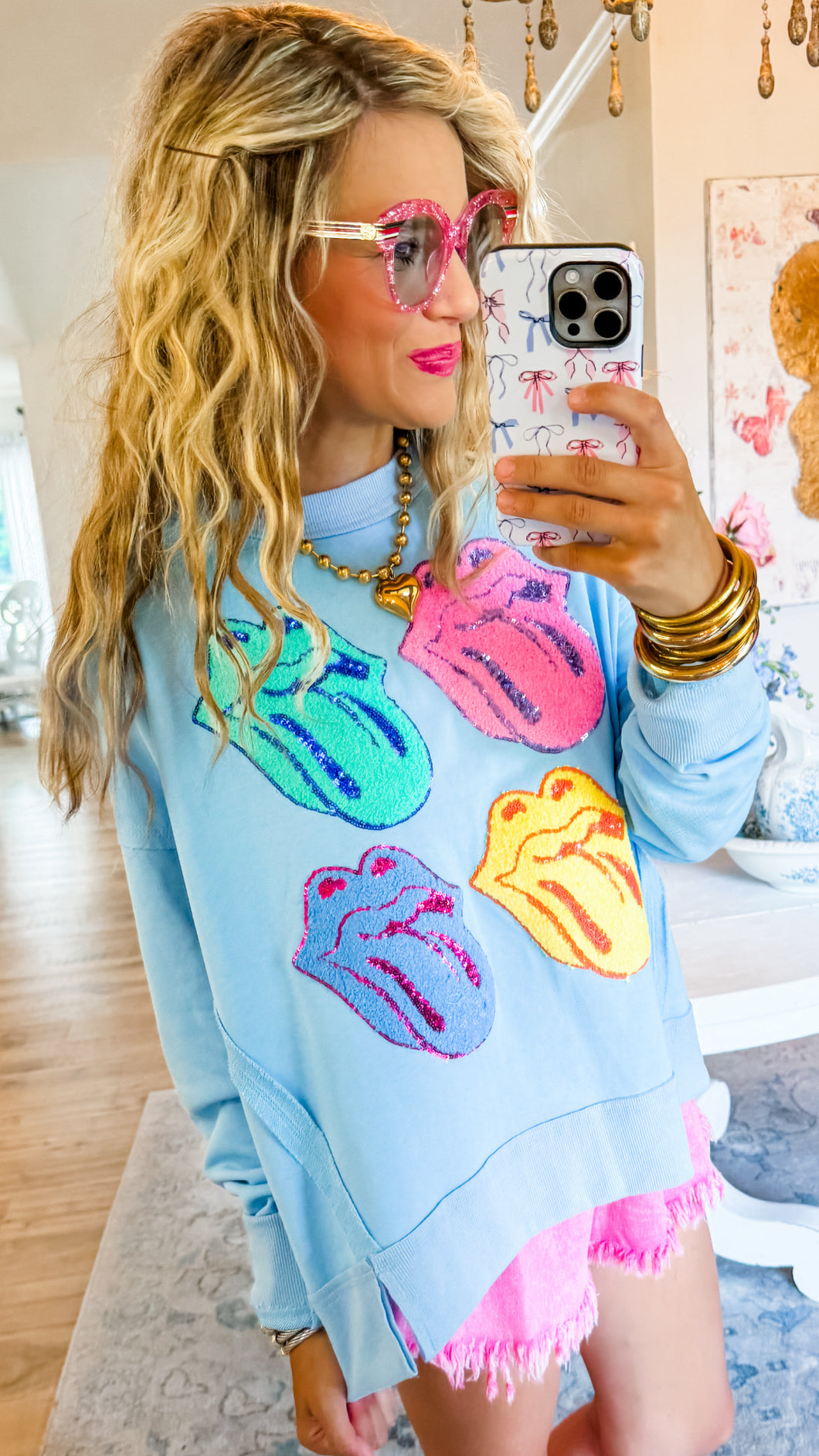 Baby Blue Rolling Stones Tongue Sweatshirt