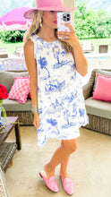 Blue Western Toile Sleeveless Mini Dress