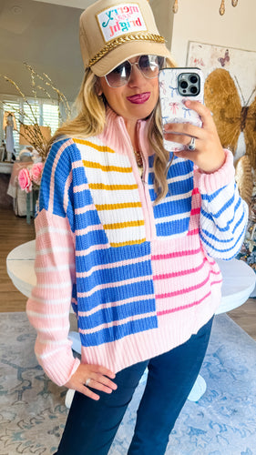 Multi Color Stripe Knit Sweater