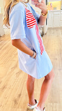 Sky Blue American Flag Bow Graphic Dress