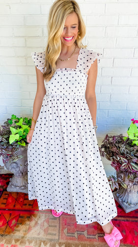 Off White Polka Dot Midi Dress