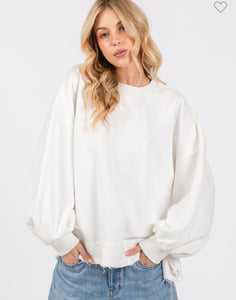 White Heart Patch Washed Sweatshirt