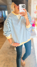 Blue and Ivory Striped Top