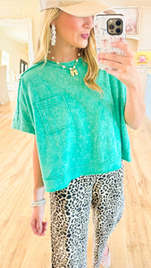 Kelly Green Oversized Crop Box Tee