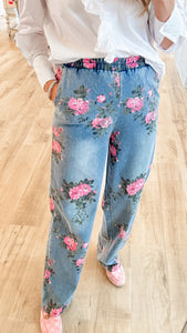 Denim Flower Pants