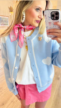 Light Blue Heart Print Cardigan