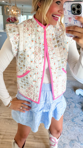 Floral Multi Quilted Vest