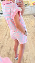 Pink and Blue Striped Scallop Short Set