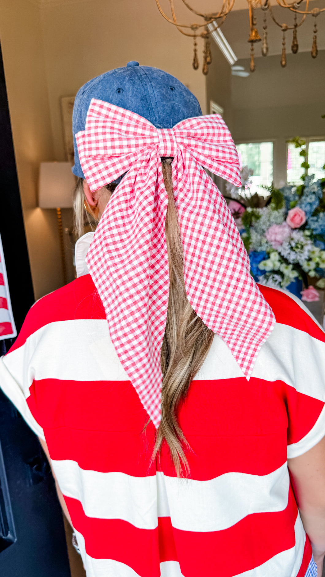 Red Gingham Hair Bow