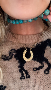 Gold Kori Green Horshoe Necklace