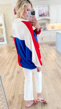 Red, White and Blue Colorblock Top