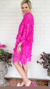 Fuchsia Floral Lace Dress