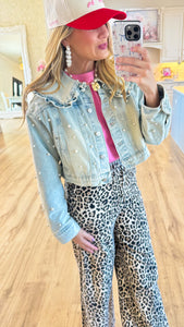 Denim Pearl Peter Pan Jacket