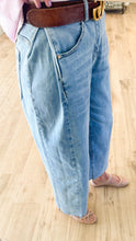 Washed Denim Side Pleated Jeans