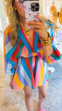 Buddy Love Multicolor Stripe Plunge Neck Romper