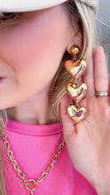 Gold Tiered Heart Earrings