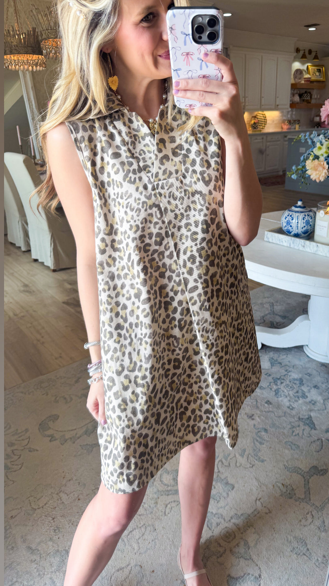 #3 Oatmeal Leopard Sleeveless Mini Dress