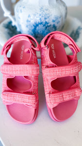 Pink Tweed Platform Sandal