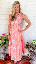 Apricot Floral Midi Dress