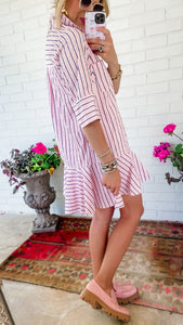 Light Pink Stripe Contrast Mini Dress
