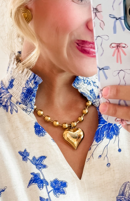 Gold Heart Chunky Necklace