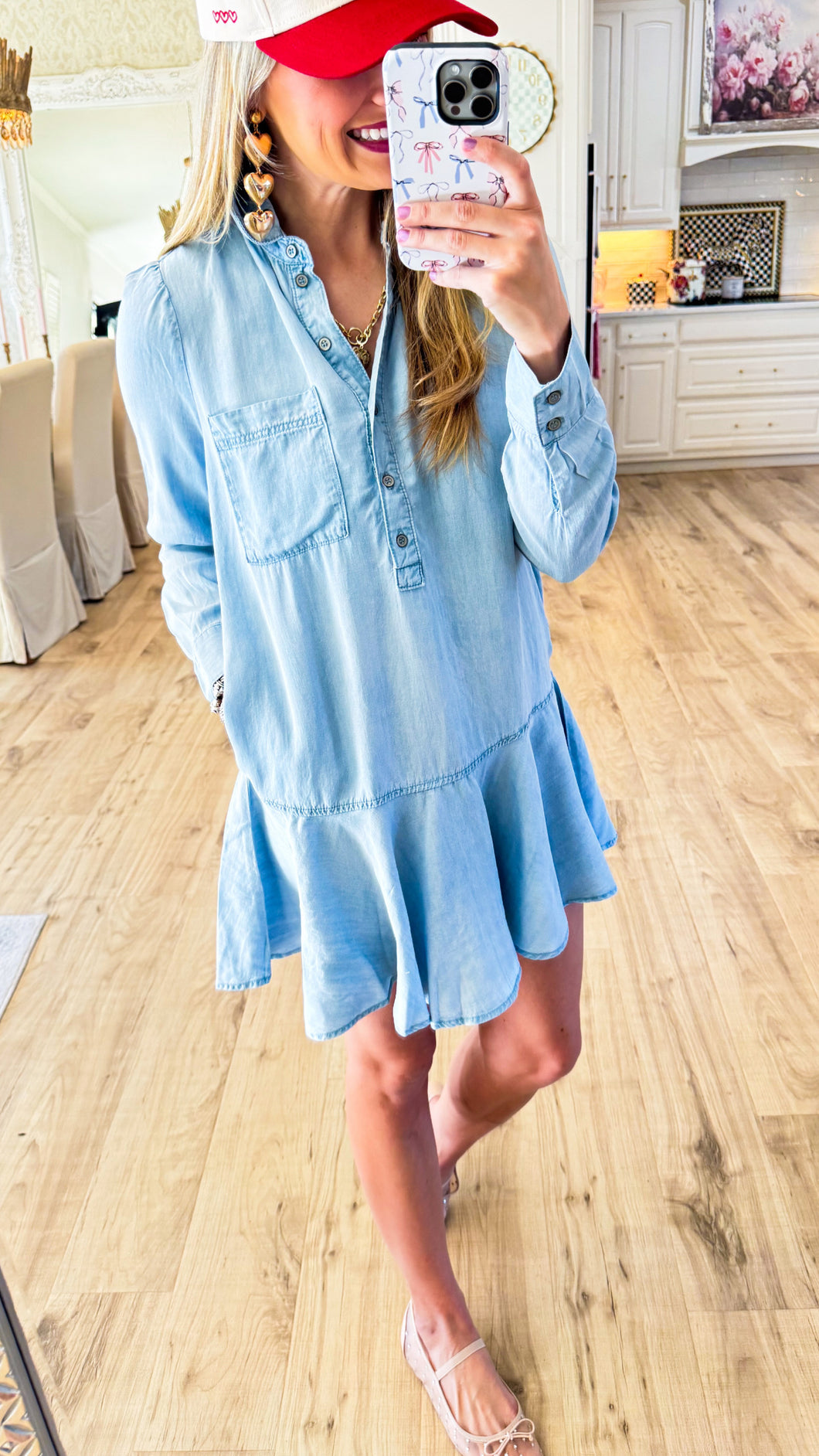 Chambray Denim Mini Dress