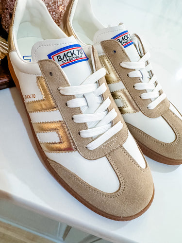 Beige and Gold Sneakers