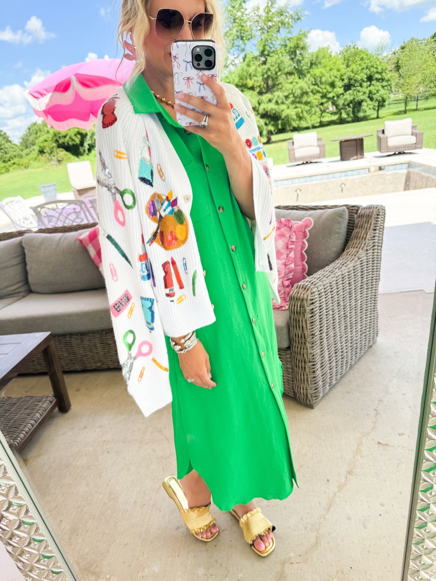 Kelly Green Button Down Midi Dress – Charlotte Heart Boutique