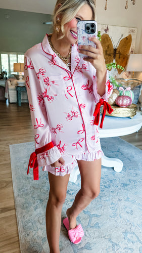 Light Pink and Red Bow PJ Set