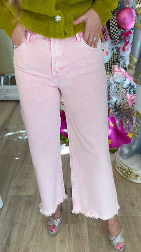 RISEN Acid Pink High Rise Crop Wide Pants