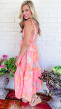 Apricot Floral Midi Dress