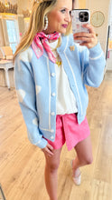 Light Blue Heart Print Cardigan