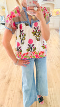 THML Floral Flutter Sleeve Top