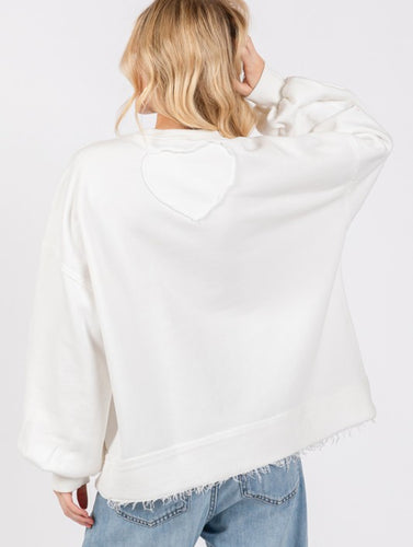 White Heart Patch Washed Sweatshirt