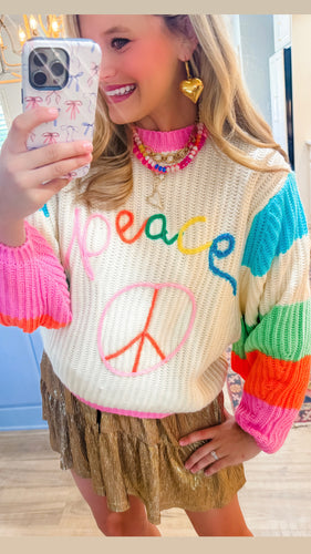 Multi Print Peace Sweater