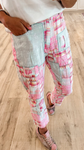 Pink Multi Patchwork Pants