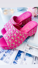 Hot Pink Tweed Block Heel