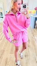 Pink Solid Half Zip Pullover