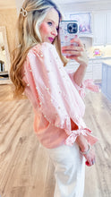 Pink Stripe Pearl Sleeve Top