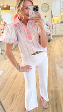 Pink Stripe Puffed Blouse