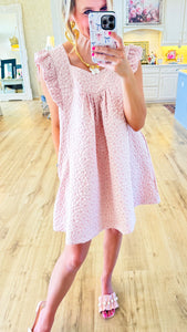 Blush Flower Textured Woven Dress